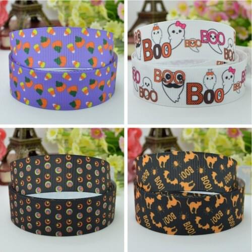 10 Yards 22mm 7/8" Halloween Boo Boo Pretty Printed grosgrain ribbon hair bow Headwear DIY hair accessories retail B0929