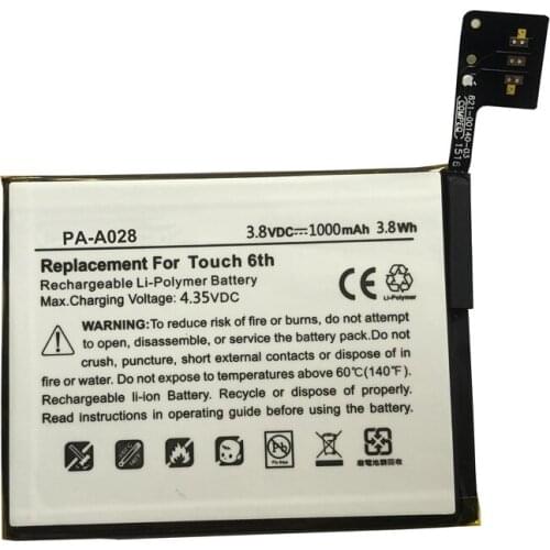 3.8V 1000mAh Li-Polymer Battery Suitable for IPOD TOUCH 6 A1574, A1641 battery 020-00425 Rechargeable Replacement