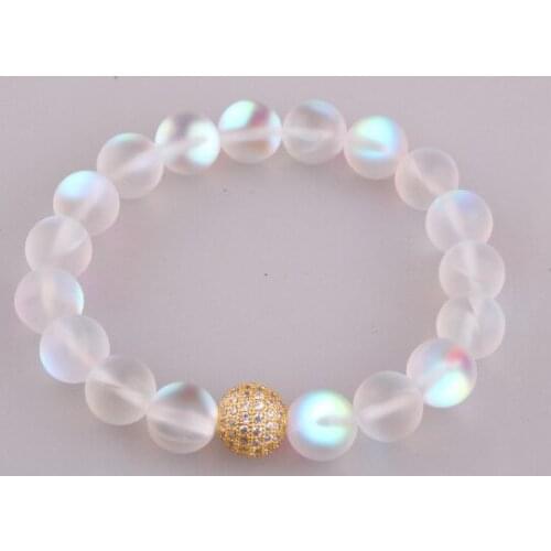 Micro Zircon Pave Ball 10mm Shiny Crystal Stone bracelets For Women gift Jewelry Stretch Bracelet