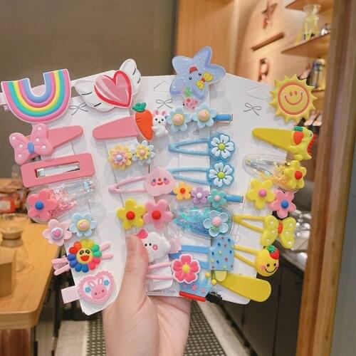 MueRaa 14 pcs/Set Arcylic Lovely Children Girls BB Brrettes Hair Clip Sweet Cute Kids Korean Style Hair Accessories Set Hairgrip