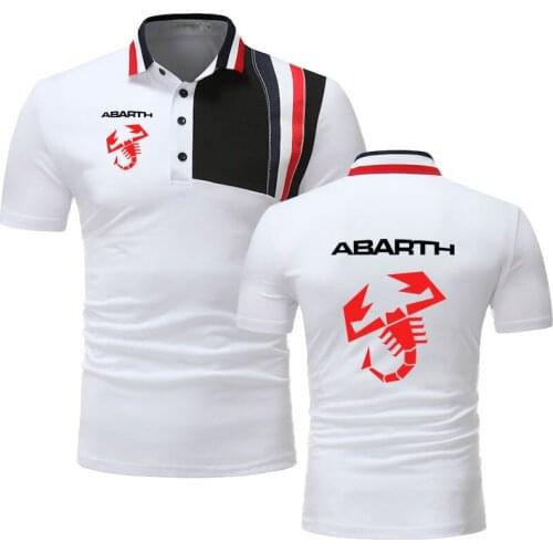 Summer Hot sale Abarth logo Print Classic Business Casual Mens short sleeve Stitching color cotton Casual Mens Polo Shirt top