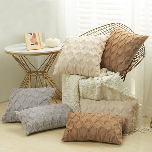 Soft Plush Pillow Cover Geometric Decorative Throw Pillow Case Bed Sofa Cushion Cover Nordic Living Room Pillowcase Home Decor