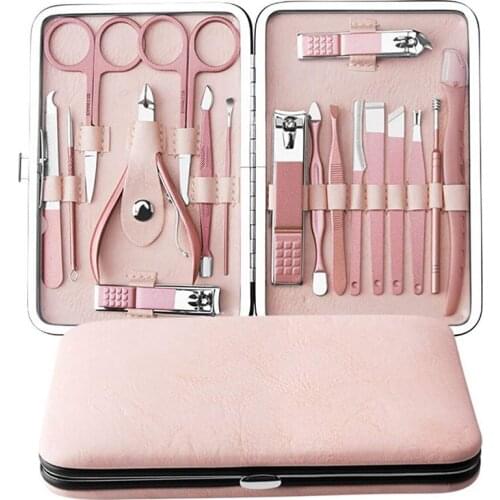 Rose Gold Professional Manicure Set Nose Eyebrow Razor Family Foot Hand Care Set Stainless Steel Pedicure Set Fingernail Tools