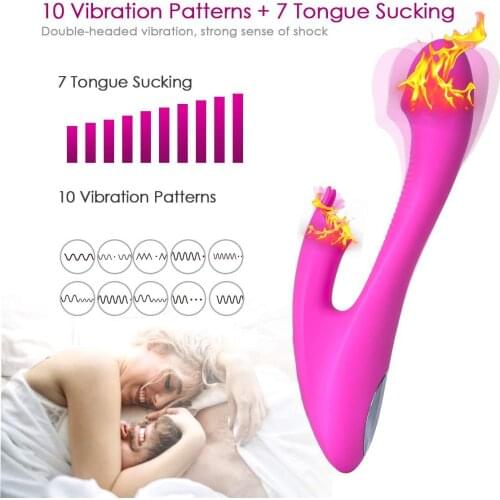 Heatable Suck Dildo Vibrator Oral Licking Rabbit Vibrator Clit Sex Toys for Women G-spot Pussy Stimulator Flirting Adult Product