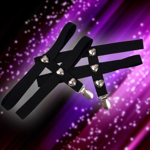 2014 New Black Women Harajuku harness Garters Gothic heart-shaped rivet stockings garters sexy lingerie time to stocking Harness