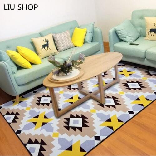 LIU Simple modern fashion Nordic living room carpet bedroom bed full soft coral velvet rug rectangular sofa coffee table mat