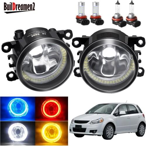Angel Eye Fog Light Assembly For Suzuki SX4 (EY, GY) 2006-2014 Car Front Bumper Fog Lamp with Halo Ring Daytime Running Light