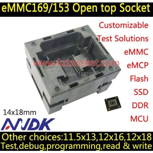 EMMC socket,14x18,Open top Test Burn-in socket,for eMMC programmer socket adapter,BGA169 BGA153,OP