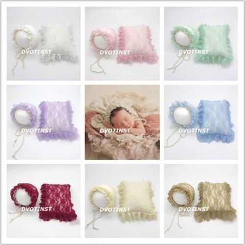 Dvotinst Newborn Baby Photography Posing Props Lace Hat+Pillow Soft Fotografia Accessories Infant Toddler Studio Shooting Prop