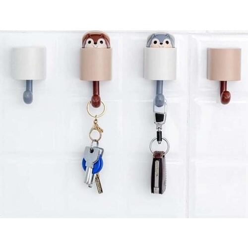Cute Squirrel Wall Key Hook Room Door Key Holder Wall wardrobe strong Sticky hanging Clothes Rack Hooks Door Hanger