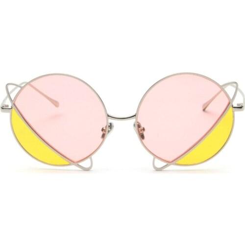 MINCL/ Small Size Round Sunglasses Women Brand Design Gradient Lens Sun Glasses Pink Blue Yellow Red Sunglasses UV400 FML