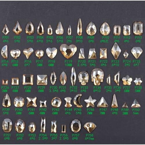 Swarovsky Champagne 3D Flatback Glass Nail Art Rhinestones Fancy Shaped Crystals Stones for DIY Nails Art Decorations