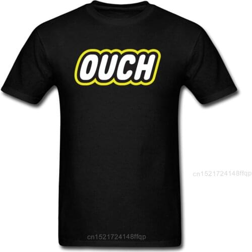 Ouch! T Shirt Summer Letter Printed Men Tshirt Cotton T-shirt Hipster Tops Street Style Clothing Hip Hop Tees Black Funny
