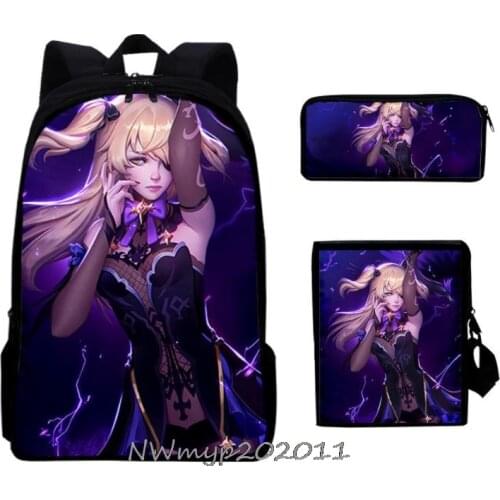 3Pcs/Sets Genshin Impact Backpack for Boys Girl Games Children School Bags Kids Fashion Travel Book Bag Primary Children Mochila