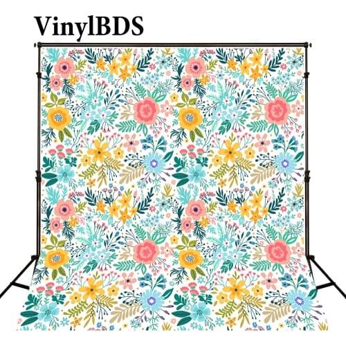 VinylBDS Rustic Floral Kids Photographic Background Cartoon Flowers Newborn Background Shoot Pet Photo Studio Backdrop Children