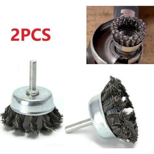 2PCS Steel Rotary Joint Knot Flat Wire Wheel Cup Brush Disk Rust Removal Polishing For Drill Angle Grinder Gadget Rotary Tool