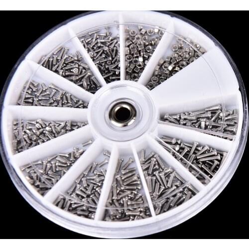 High Quality 600pcs/set Stainless Steel Screw Set 12 Kinds of Screws Nuts Assortment Kit for Watch Glassess