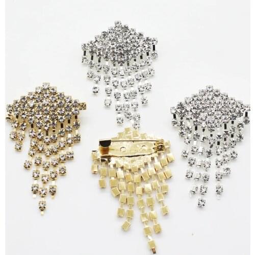 YWXINXI Sale Prices Rhinestones Brooches 1PCS Women Clothing Jewelry Decoration Two Color Crystal Brooch Handwork Accessories