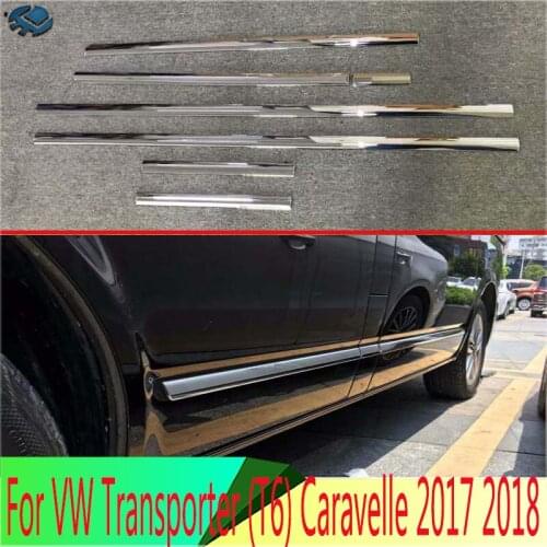 For VW Volkswagen Transporter (T6) Caravelle 2017 2018 ABS Chrome Side Door Line Garnish Body Trim