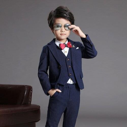 Top Quality Japan Boys Jacket Vest Pants Bowtie Suit Gentleman Kids Wedding Suit School Children Performance Graduation Dress