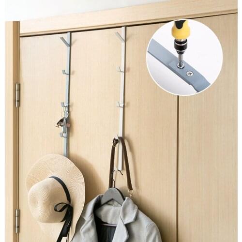 1pc Door Hanger Door Hook Key Holder Wall Coat Towel Hanger 5 Hooks Clothes Storage Shelf Cap Rack Umbrella Holder Organizer