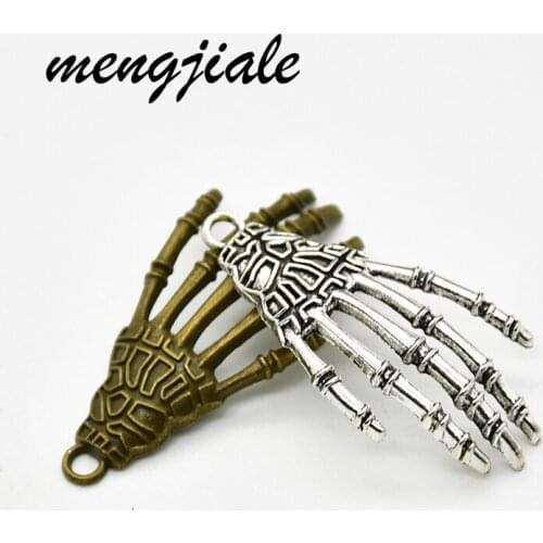 10pcs Halloween Series Tibetan Silver Plated Skeleton Hand Charms for Jewelry pendant necklace DIY handmade 42*20mm