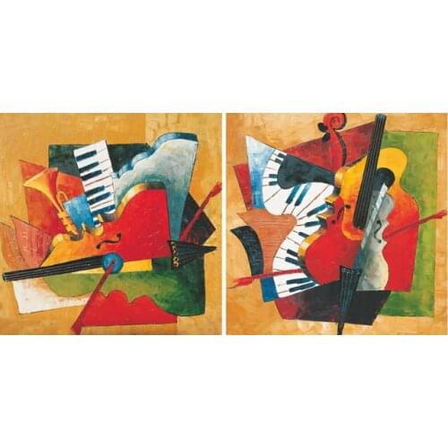 2 pcs retro Musical Instruments guitar pictures canvas prints Home Decoration living room Wall modular painting Print cuadros