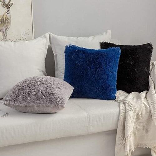 2 Packs Luxury Faux Fur Throw Pillow Cover Deluxe Decorative Plush Pillow Case Cushion Cover Shell for Sofa Bedroom Car 16x16