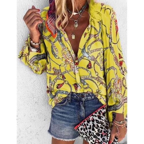 2021 Spring And Autumn New Printed Stand-Up Collar Long-Sleeved Casual Womens Shirt Plus Size Women Clothing Top Tshirt