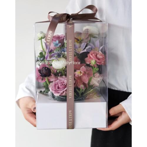 28CM Creative Panoramic Rose Preserved Fresh Flower Transparent Packaging Gift Box Party Cookie Candy Bags Christmas Valentine
