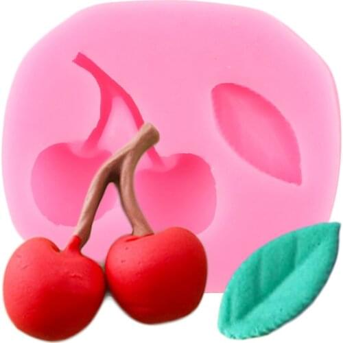 3D Cherry Silicone Mold Leaves Cupcake Topper ​Chocolate Making Mould Candy Clay Resin Molds Fondant Cake Decorating Tools