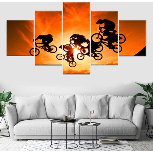 Mountain Bike Sports Competition Print HD 5 Pieces Modular Wall Art Canvas Painting Poster Picture Living Room Home Decoration