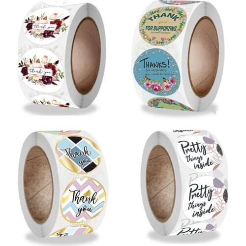 500piece per roll 1inch thanks Thank you pretty things inside Gift Package label wedding seal sticker Handmade 25mm