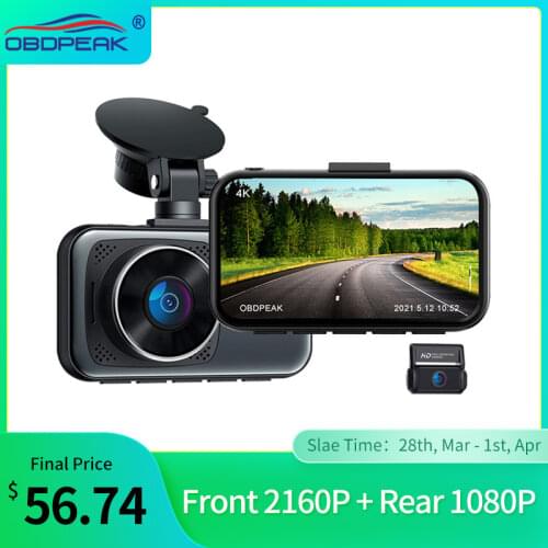 Car Dash Cam 3" DVR 4K 3840*2160P DashCam Sony 415 G-Sensor Super Night Vision WDR Auto Video Registrar 24H Park Front and Rear
