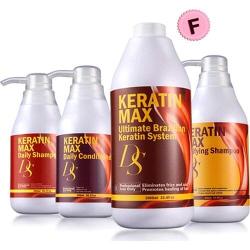Free Formalin 1000ml DS Max Brazilian Keratin Treatment Straighten and Repair Hair+Purifying Shampoo+ Daily Shampoo+Conditioner