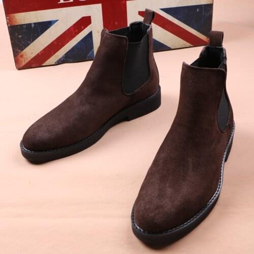 Korean style men boots cowboy casual shoes cow suede leather chelsea boot spring autumn platform ankle botas hombre chaussures