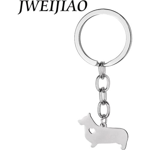 JWEIJIAO German Short Legged Corgi Charms Keychain For Women Men Girls Metal Dog Pendant Bag Charm Car Key Ring Holder SKU09