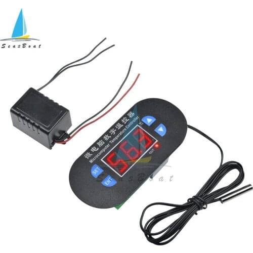 W1308 AC 220V DC 12V Digital Temperature Controller Cool Heat Thermostat Switch NTC 10K Sensor For Fridge Freezer Incubator