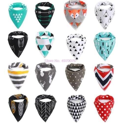 DHL 20set 4pcs/set Soft Cotton Baby Bibs Adjustable Washable Baberos Arrow Wave Newborn Baby Feeding Bandana Babero