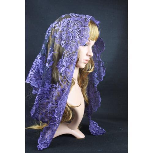 Purple Spanish Lace Mantilla Lady Head Covering