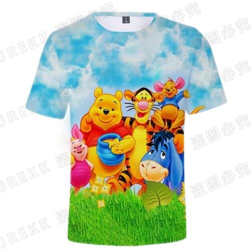 Winnie the Pooh Bear Edward Pooh Mr Sanders Kids Short Sleeve T-shirts Summer 3D Print Disner Cartoon Anime Clothes For Men