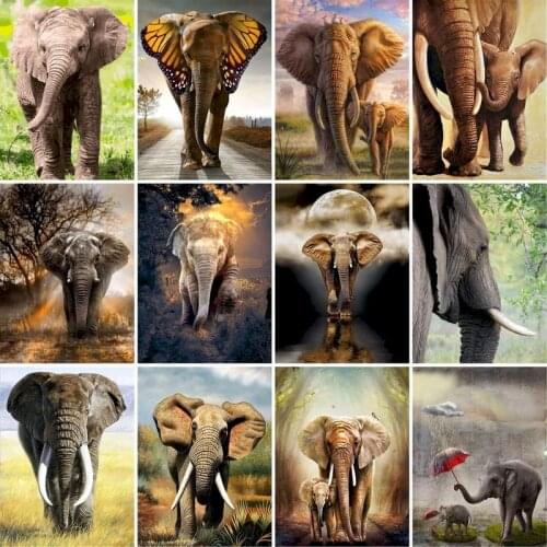 GATYZTORY 60x75cm Frame DIY Painting By Numbers Butterfly Elephant Animals Home Decor Digital Painting on canvas For Unique Gift