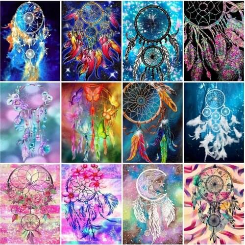 Huacan Diamond Mosaic Embroidery Feather 5D DIY Diamond Painting New Square Rhinestones Landscape Modular Pictures Home Decor