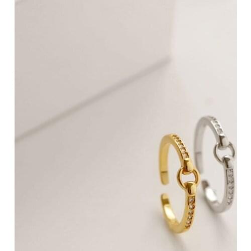 New Arrival 925 Sterling Silver Adjustable Ring Cubic Zircon Gold/White Gold Korean Rings for Women Adjustable Jewelry YRI225