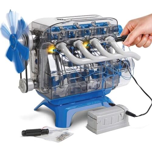 Mindblown Model Motor Engine Kit Stem Discovery moving parts led lights science experiments toy car four-cylinder engine model