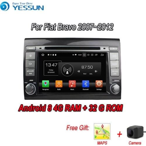 YESSUN Android 8.0 4G RAM Touch Screen DVD For Fiat Bravo 2007~2012 Car Navigation GPS Multimedia Player mirror link Autoradio