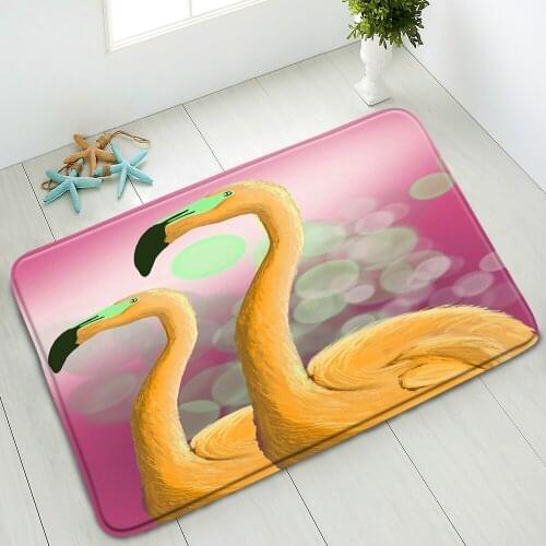 Cartoon Animals Non-Slip Bathroom Mat Purple Pink Red Yellow Couple Swan Pattern Entrance Doormat Washable Carpet Home Decor