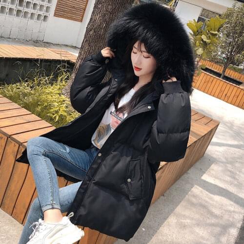 Winter Big Fur Collar Parkas Women 2021 New Short Down Cotton Coats Female Winter Down Jackets Thicken Warm Hooded Outwear Coats