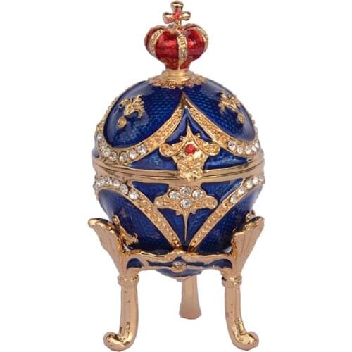 Easter egg bejeweled jewelry trinket box metal tabletop crafts birthday gifts for her collectibles