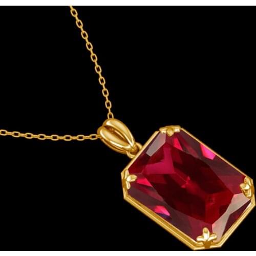 100% Real 925 Sterling Silver Ruby Pendant Silver 925 Jewelry New Trendy Luxury 14K Gold Pendants For Women Party Christmas Gift